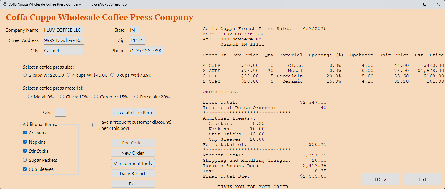 A coffee machine wholesale program.
