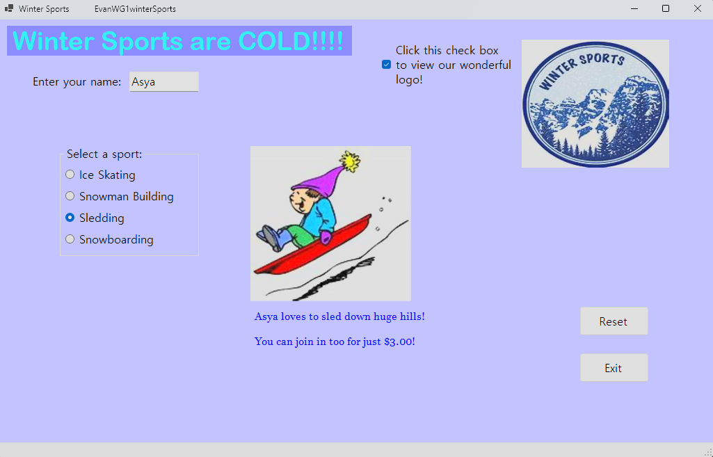 The ad when you select sledding.