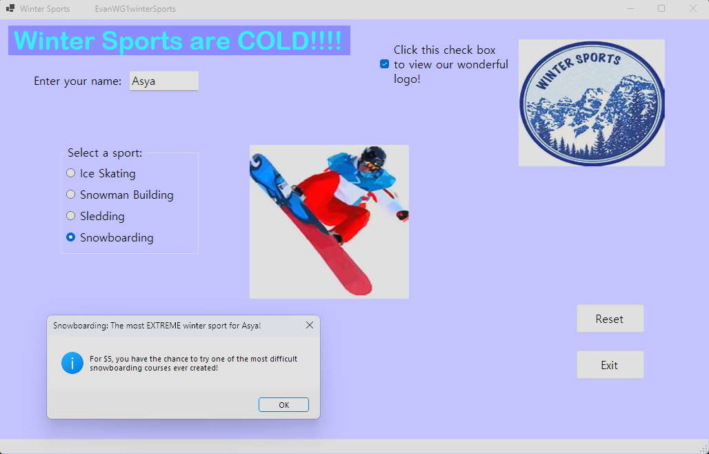 The ad when you select snowboarding.