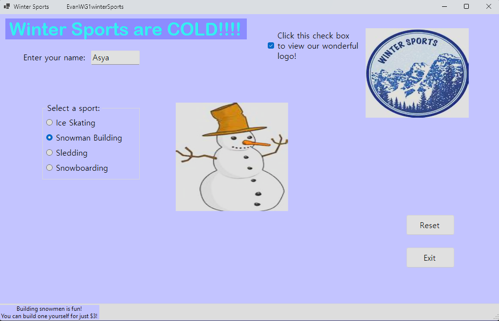 The ad when you select snowman building.