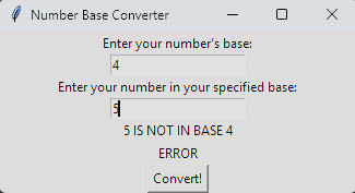 The Python Number Base Converter Program with an invalid input entered.
